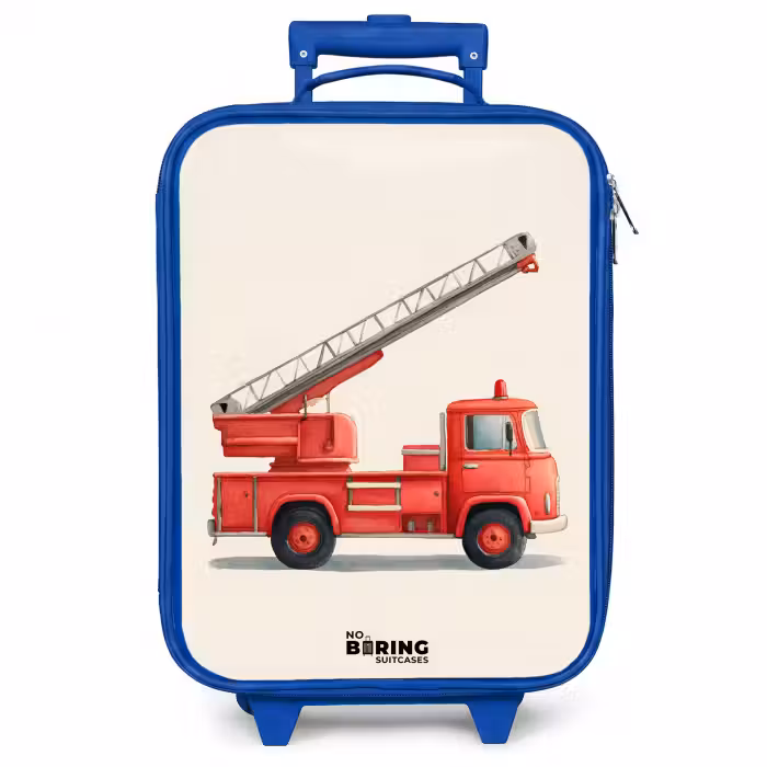 Valise enfant - Véhicule de pompiers - Signé - Rouge