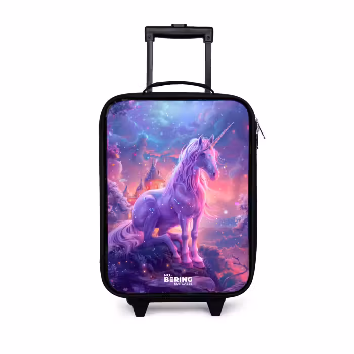 Valise enfant - Noir - Licorne violette dans un environnement magique