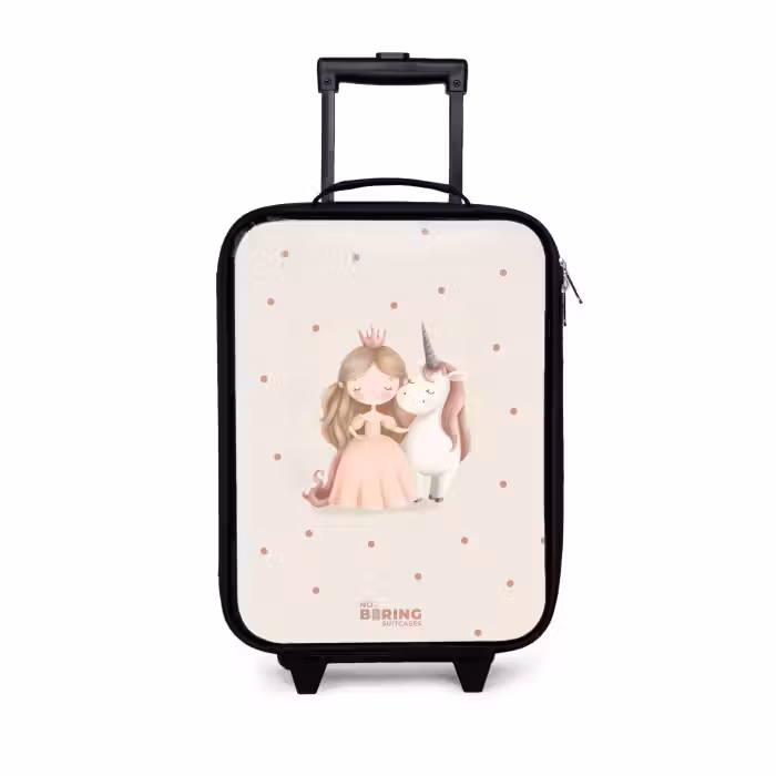 Valise enfant - Noir - Princesse et licorne aux couleurs pastel