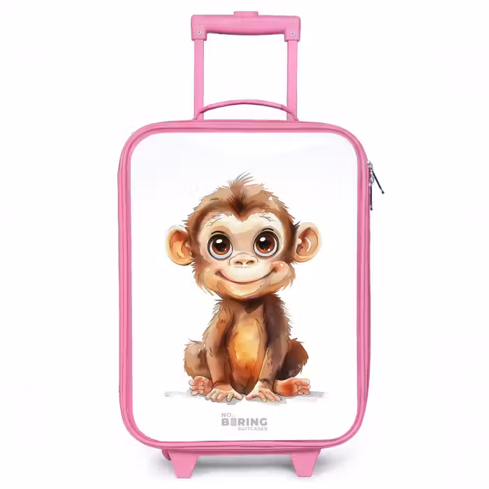 Valise enfant - Rose - Bébé singe