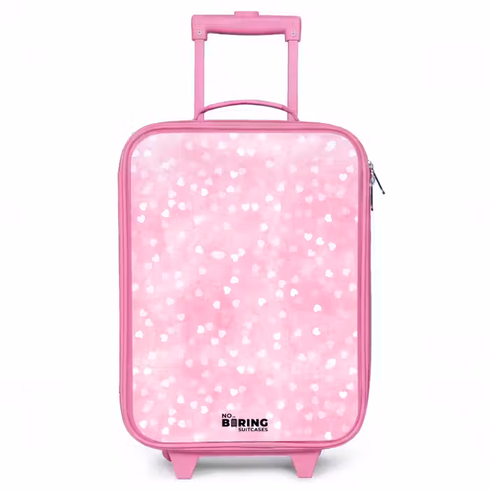 Valise enfant - Rose - Coeurs pailletés roses