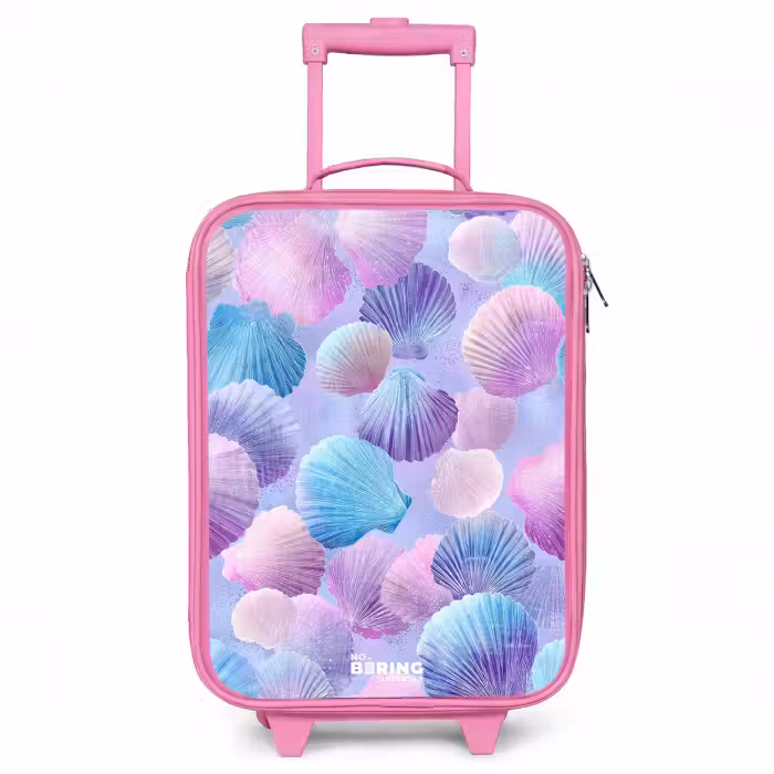 Valise enfant - Rose - Coquilles colorées sur fond violet