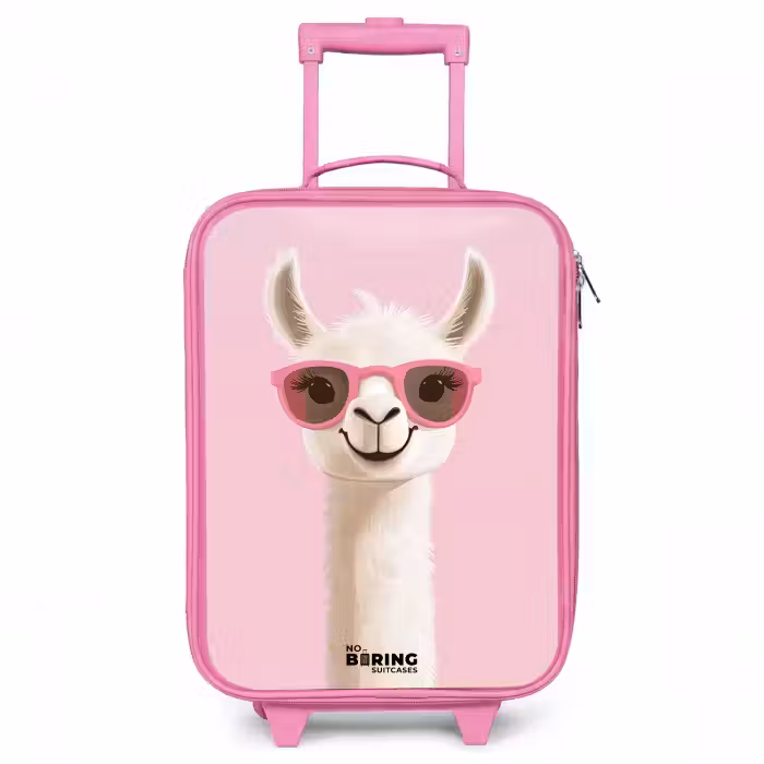 Valise enfant - Rose - Llama - Blanc - Lunettes de soleil - Cils
