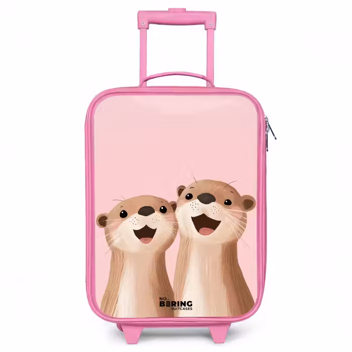 Valise enfant - Rose - Loutre - Sourire - Rose - Illustration