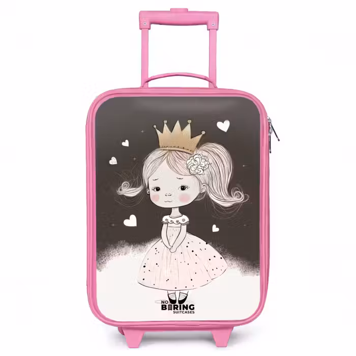 Valise enfant - Rose - Princesse timide avec une fleur