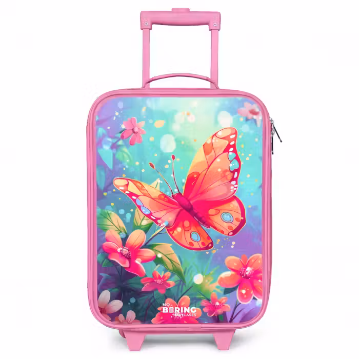Valise enfant - Rose - Superbe papillon