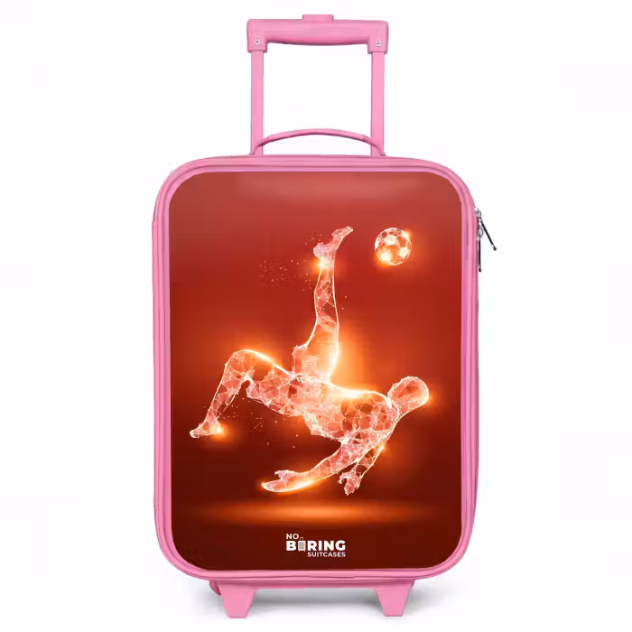 Valise enfant - Rose - Un footballeur rougeoyant en action