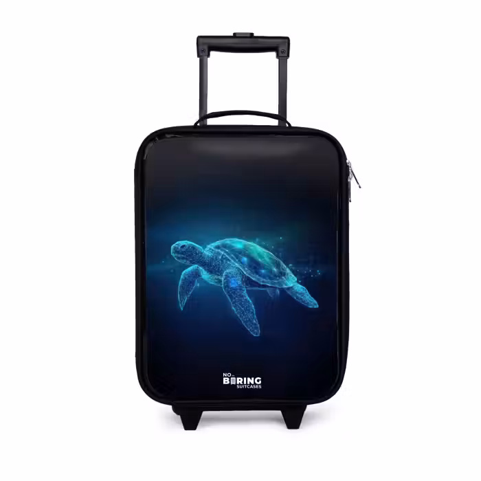 Valise enfant - Noir - Tortue lumineuse dans l'océan numérique
