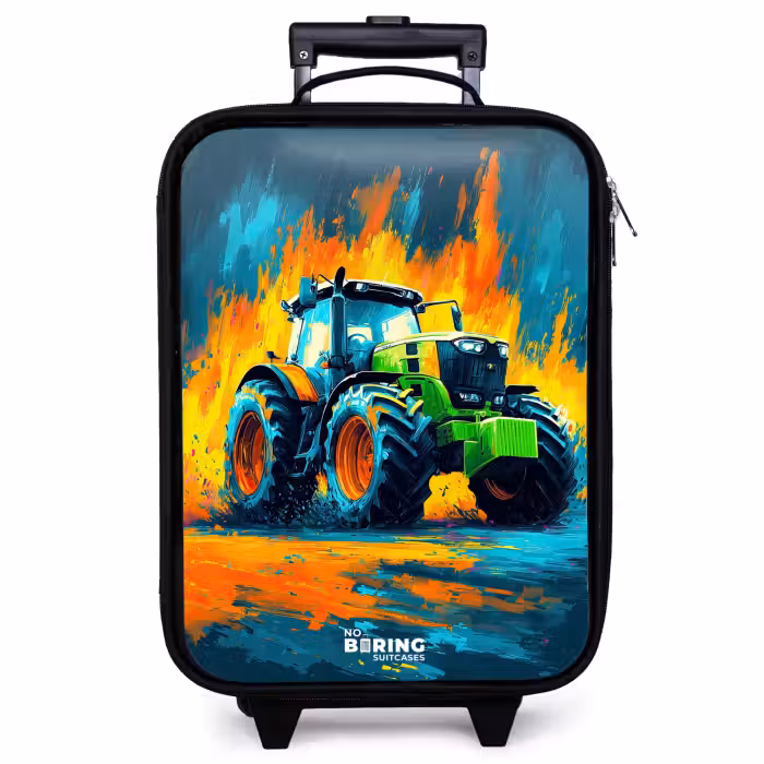 Valise enfant - Tracteur - Vert - Abstrait - Coups de pinceau