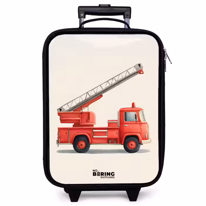 Valise enfant - Véhicule de pompiers - Signé - Rouge