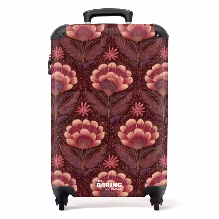 Valise - Fleurs - Eventail - Violet