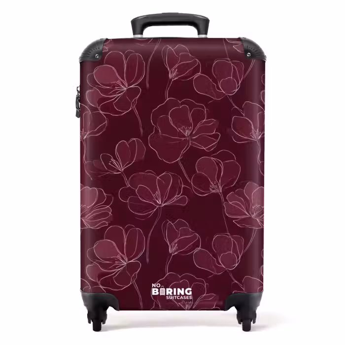 Valise - Fleurs - Motif - Bourgogne