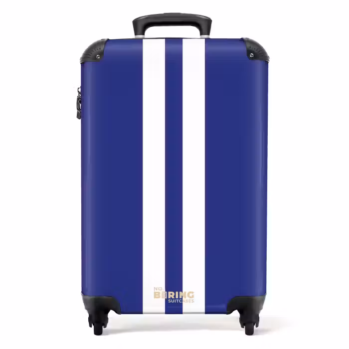 Valise - Fond bleu royal avec double bande centrale blanche