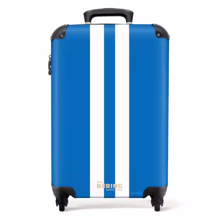 Valise - Fond bleu vif avec double bande centrale blanche