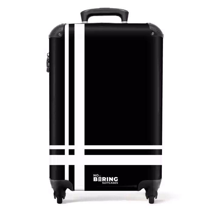 Valise - Fond noir avec motif de croix blanche en bas à gauche