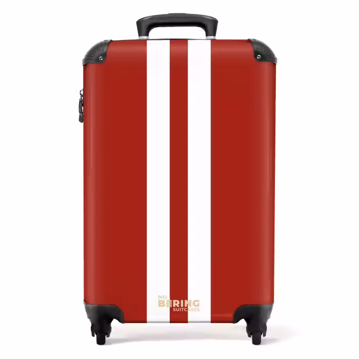Valise - Fond rouge avec double bande centrale blanche