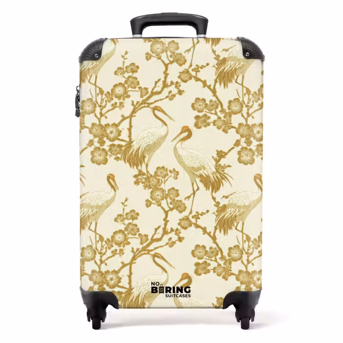 Valise - Grues - Fleurs de cerisier - Or
