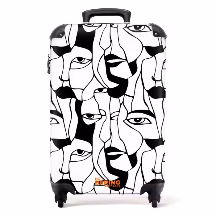 Valise - Lignes - Visages - Noir - Blanc