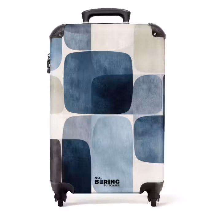 Valise - Motif - Bleu - Carrés
