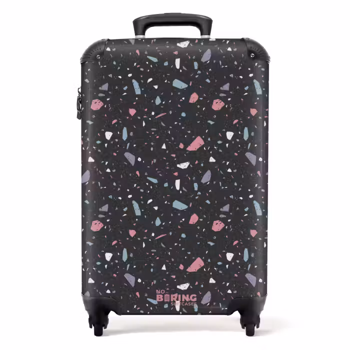 Valise - Motif terrazzo noir et pastel