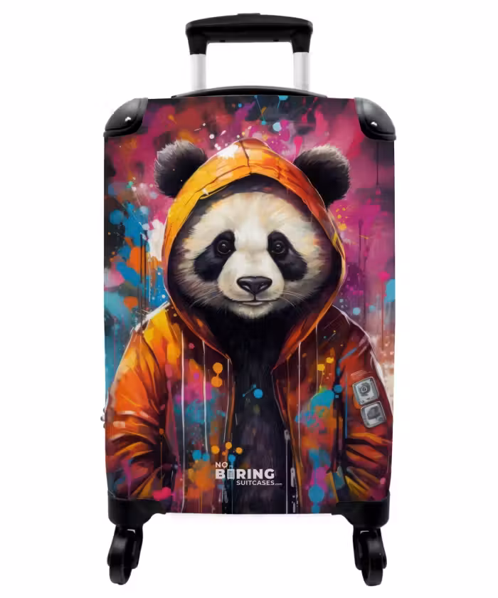 Valise - Panda avec pelage orange et éclaboussures de peinture