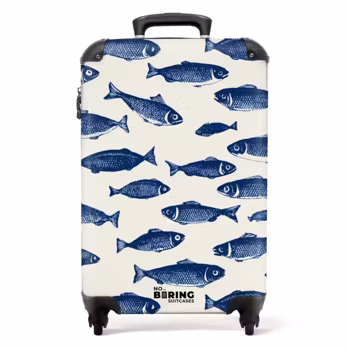 Valise - Poisson - Motif - Bleu - Blanc