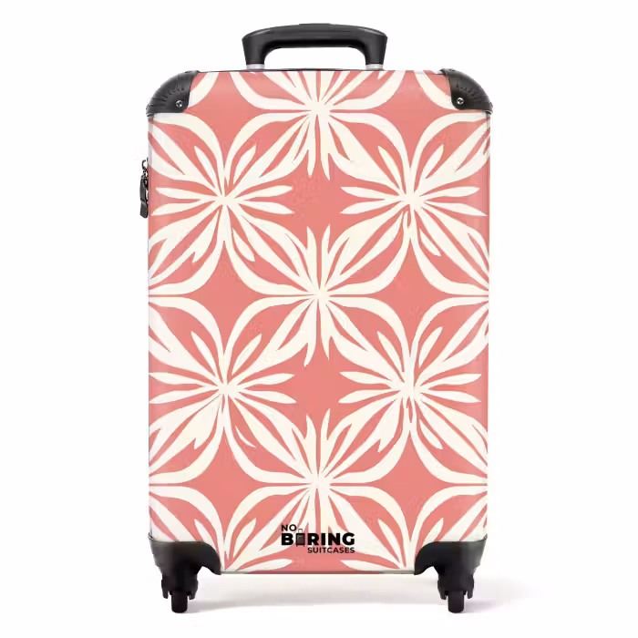 Valise - Rose - Motif floral - Blanc - Moderne